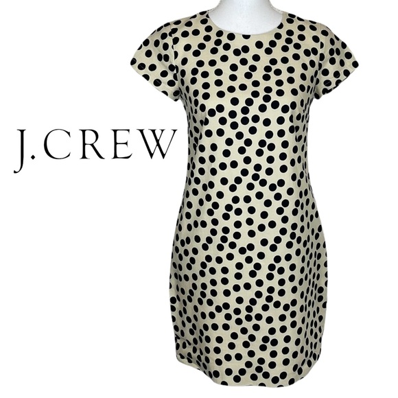 J Crew 100% Cotton Cream & Black Polka Dot Dress - Picture 2 of 11